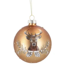 Glaskugel Vintage, Hirsch/kupfer/matt, 8 Cm