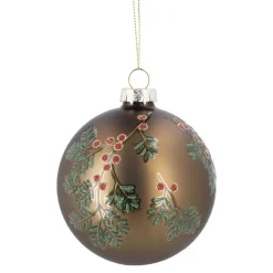 Glaskugel Vintage, Ilex/braun/matt, 8 Cm