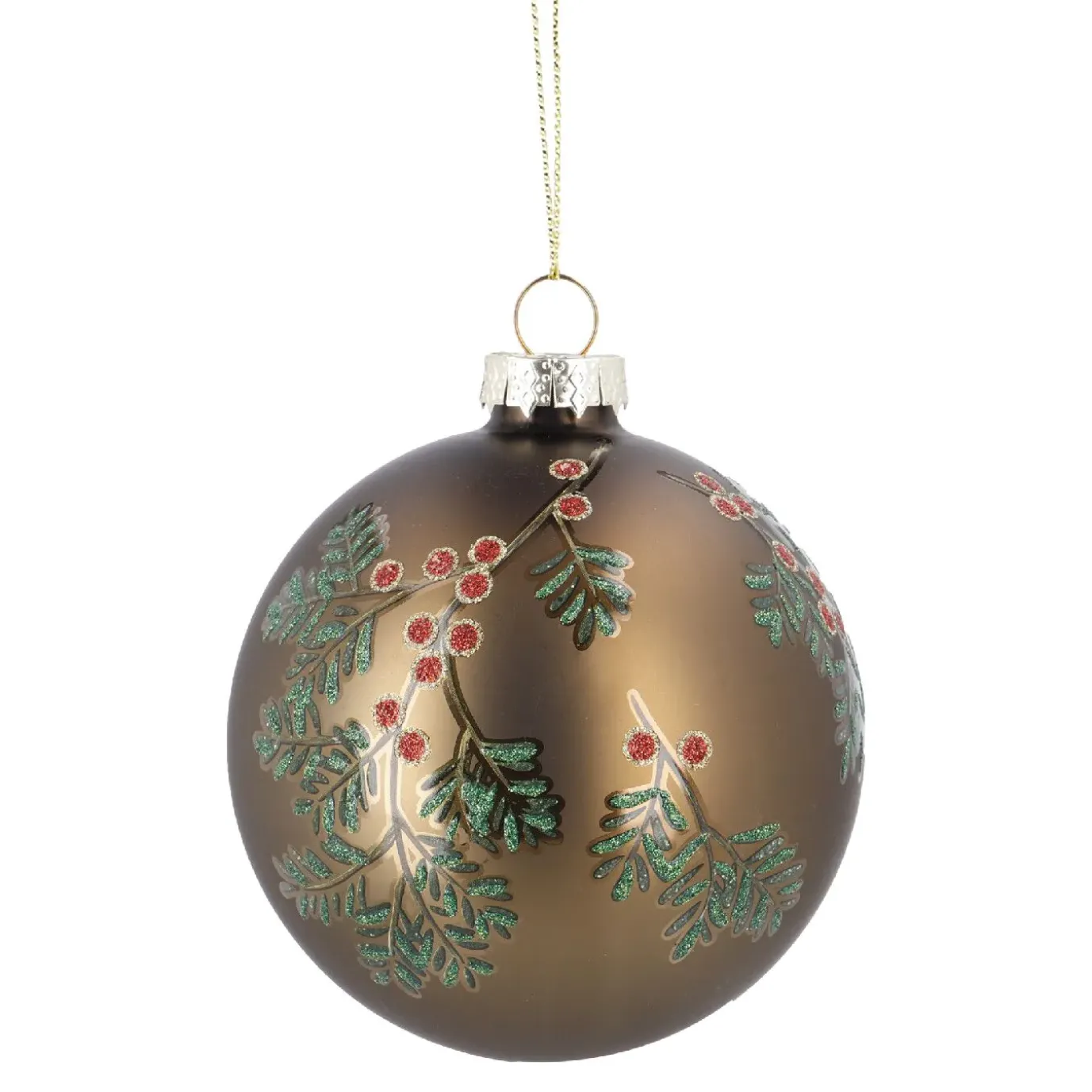 Glaskugel Vintage, Ilex/braun/matt, 8 Cm