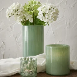 Glas-Vase Zylinder/Opal, Grün, 12 X 14 Cm