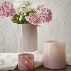 Glas-Vase Zylinder/Opal, Rosa, 12 X 14 Cm