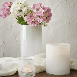 Glas-Vase Zylinder/Opal, Weiß, 12 X 14 Cm