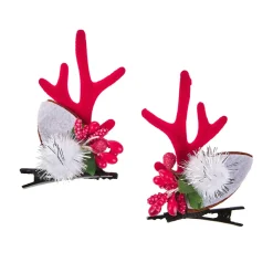 Haarclip Geweih Mit Pompom, Rot/weiß