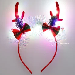 Haarreifen Weihnachten Mit LED, Geweih/rot
