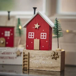 Haus Mit Tanne, Braun/rot, 10.5 Cm