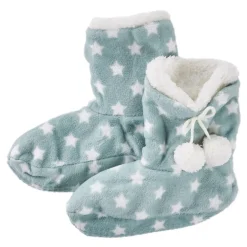 Hausschuhe Bootie, Sterne/grün, Größe 37-39