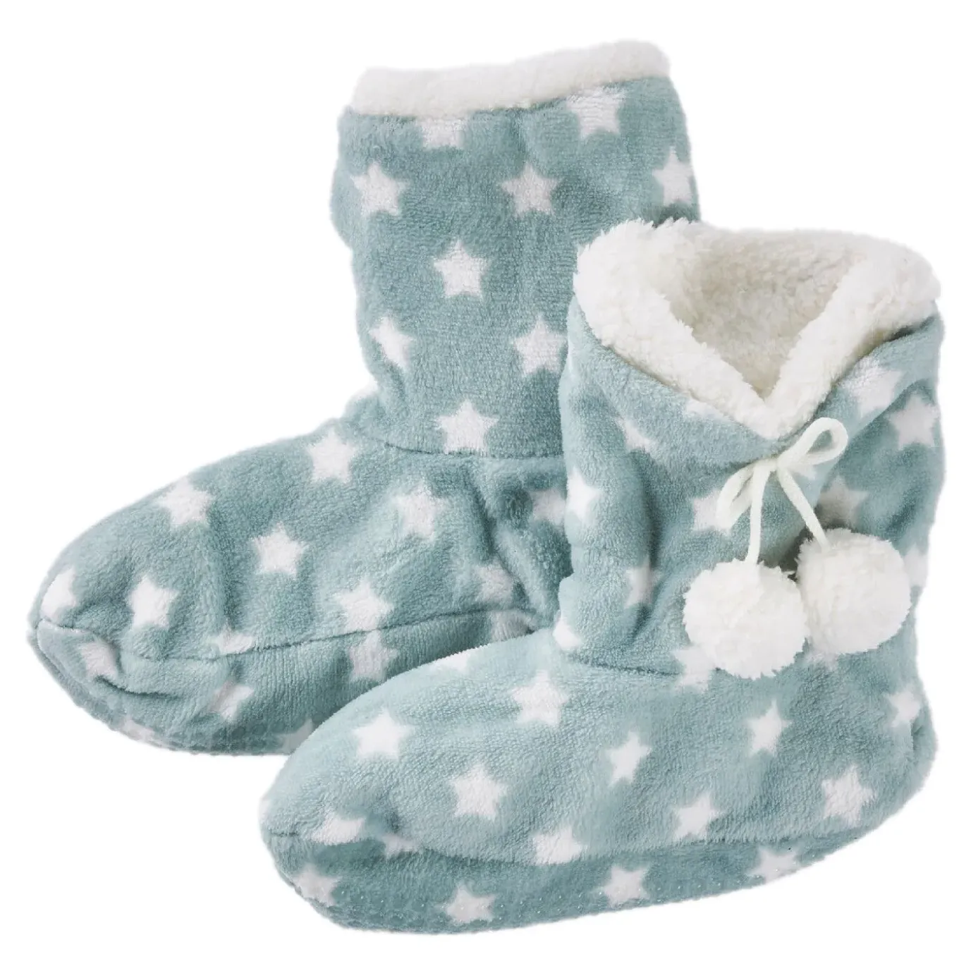 Hausschuhe Bootie, Sterne/grün, Größe 37-39