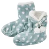 Hausschuhe Bootie, Sterne/grün, Größe 40-42