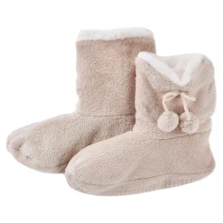Hausschuhe Bootie, Uni/beige, Größe 40-42