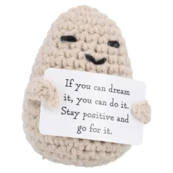 Häkelfigur Spruch, Kartoffel/Dream It, 8 Cm