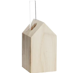 Holzhaus Mit Glasrohr, Natur, 18 Cm