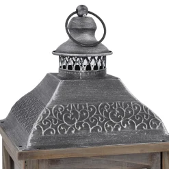 Holz-Laterne Medan, Braun-gewischt, 57.5 Cm