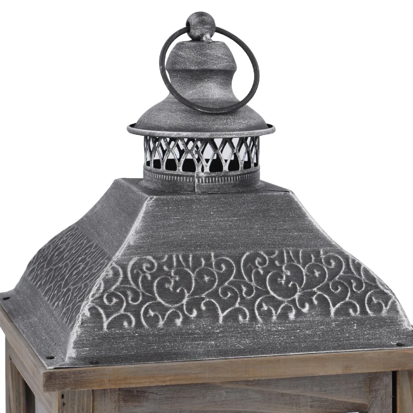 Holz-Laterne Medan, Braun-gewischt, 57.5 Cm