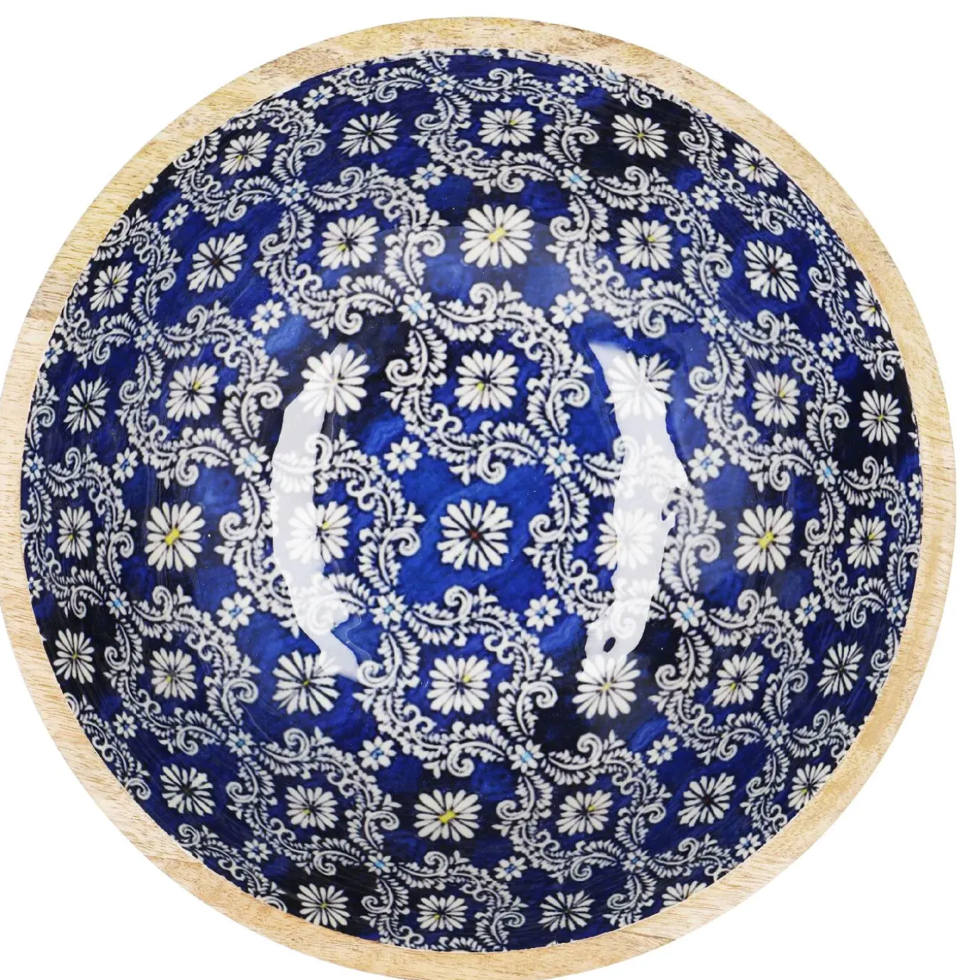 Holzschale Motiv, Blau/weiß, 30 Cm