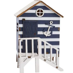 Holz-Strandhaus, Blau, 16 Cm