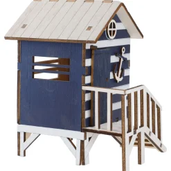 Holz-Strandhaus, Blau, 16 Cm