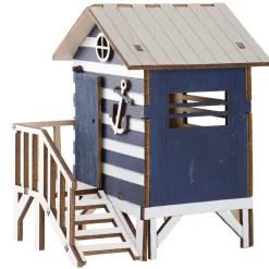 Holz-Strandhaus, Blau, 16 Cm