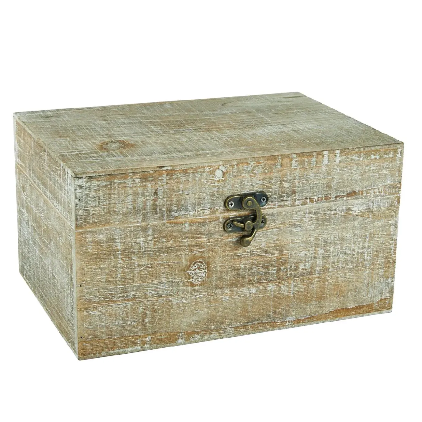 Holztruhe Natur, Weiß-gewischt, 28 X 20 X 15 Cm