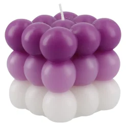 Kerze Bubbles, Eckig, Lila/flieder/weiß, 8 X 8 X 8 Cm