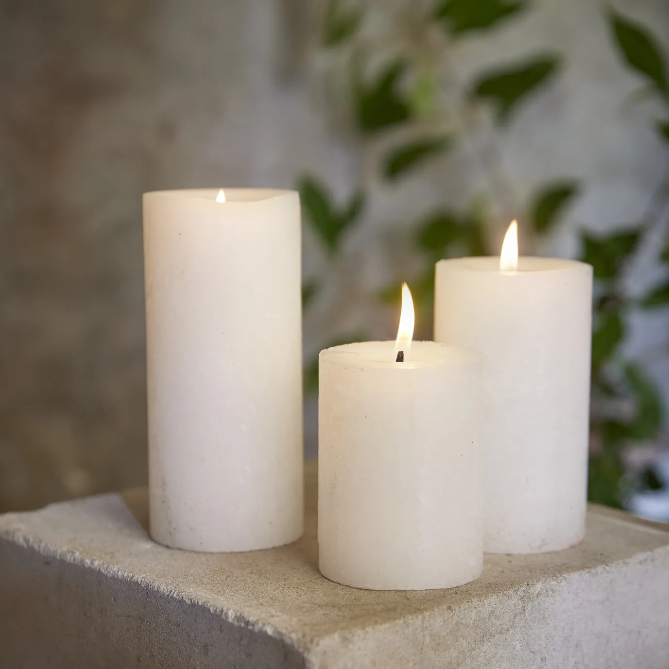 Kerze Rustik, Lara, Wollweiß, 9 Cm