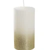 Kerze Rustik/Glitter, Weiß/gold, 7 X 13 Cm