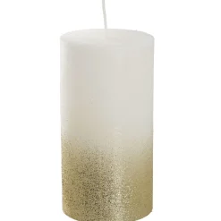 Kerze Rustik/Glitter, Weiß/gold, 7 X 13 Cm