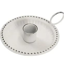 Kerzenständer Mini, Stabkerze, Weiß, Flach/Rillen