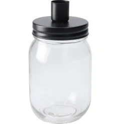 Kerzenständer Schraubglas, Stabkerze, Schwarz-matt, 8 X 16 Cm