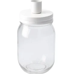 Kerzenständer Schraubglas, Stabkerze, Weiß-matt, 8 X 16 Cm