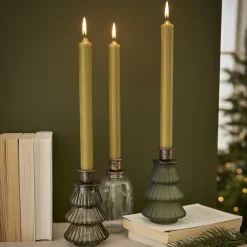 Kerzenständer Stabkerze, Klar/gold, 14 Cm