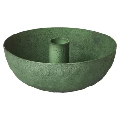 Kerzenständer Stabkerze Mit Schale, Dunkelgrün/matt, 14 Cm