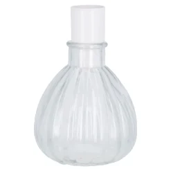 Kerzenständer, Weiß, Bauchig/Rillen, 7 X 8 Cm