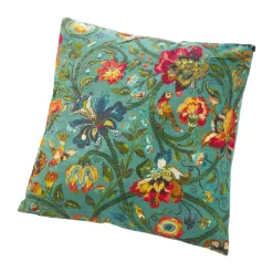 Kissen Blumen, Türkis, 60 Cm