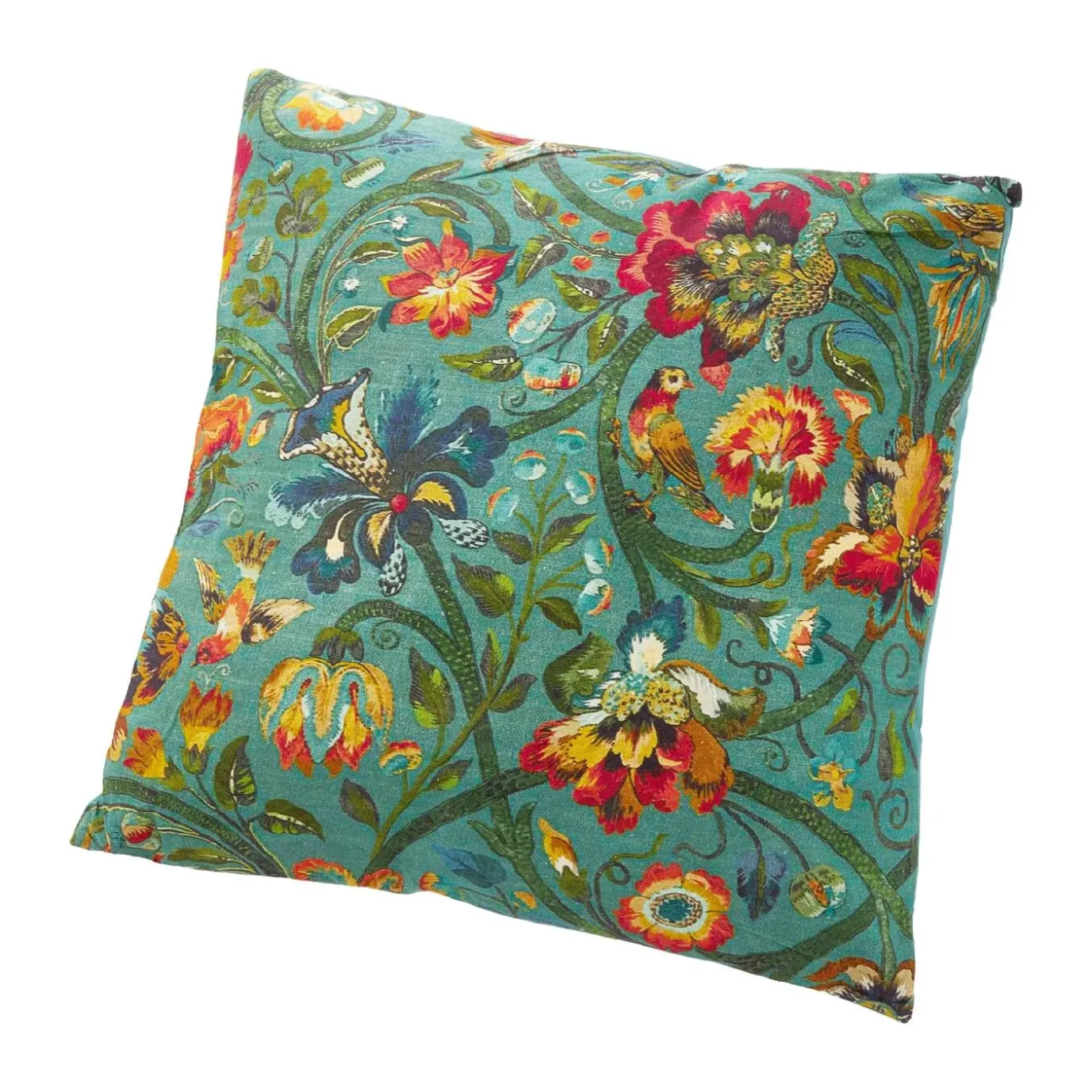 Kissen Blumen, Türkis, 60 Cm