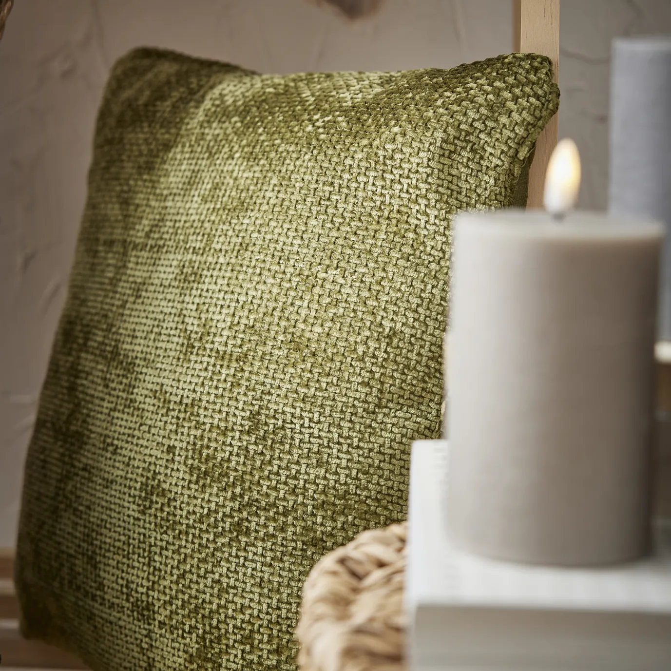 Kissen Chenille, Grün, 45 X 45 Cm