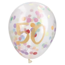 Konfetti-Ballon Geburtstag, 50, 6 Stück