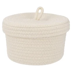 Korb Mit Deckel, Weiß, 20 X 13 Cm