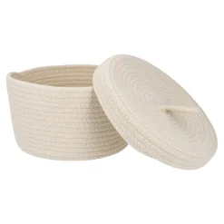 Korb Mit Deckel, Weiß, 24 X 15 Cm