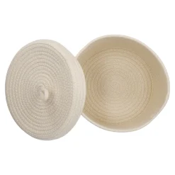 Korb Mit Deckel, Weiß, 24 X 15 Cm