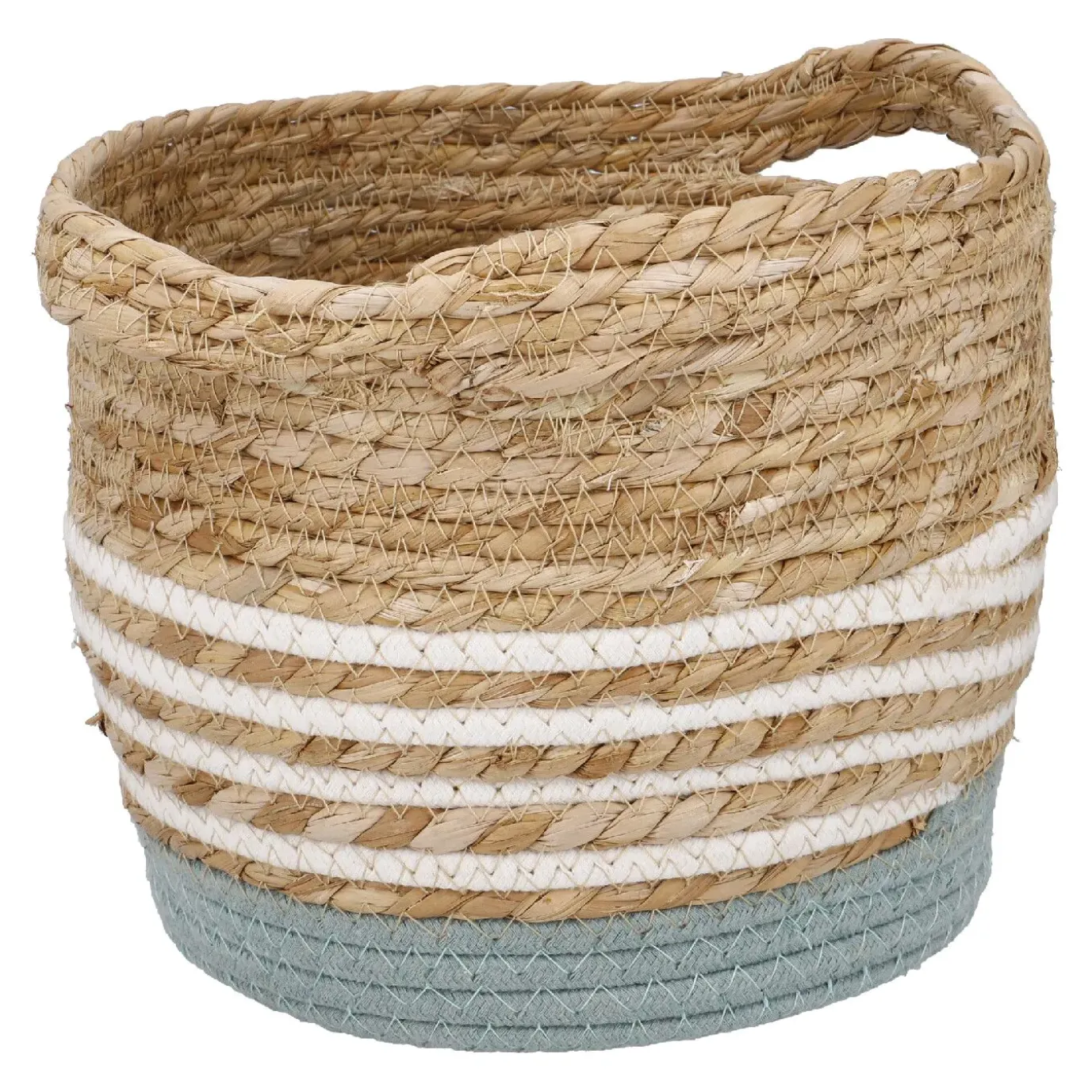 Korb Streifen Mit Henkel, Grün/weiß, 26 X 23 Cm