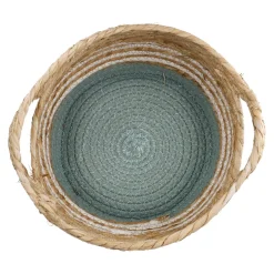 Korb Streifen Mit Henkel, Grün/weiß, 26 X 23 Cm