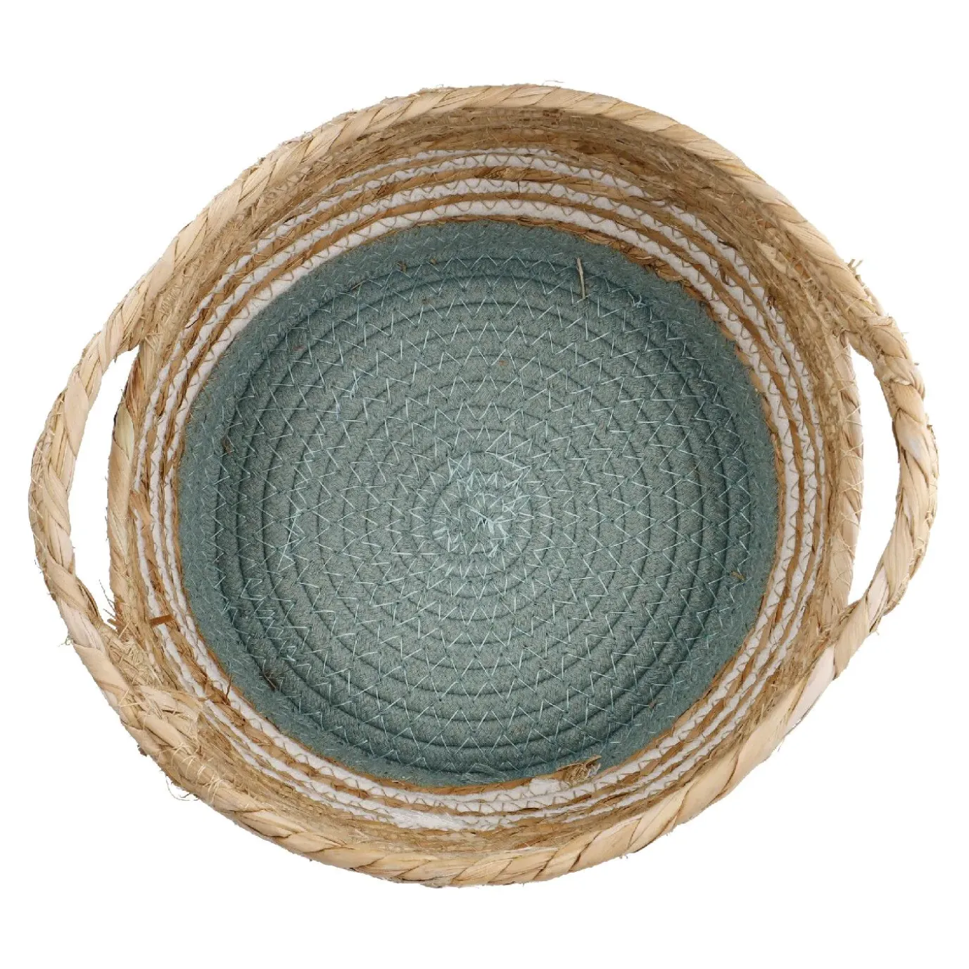 Korb Streifen Mit Henkel, Grün/weiß, 26 X 23 Cm