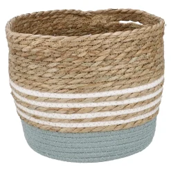 Korb Streifen Mit Henkel, Grün/weiß, 34 X 26 Cm