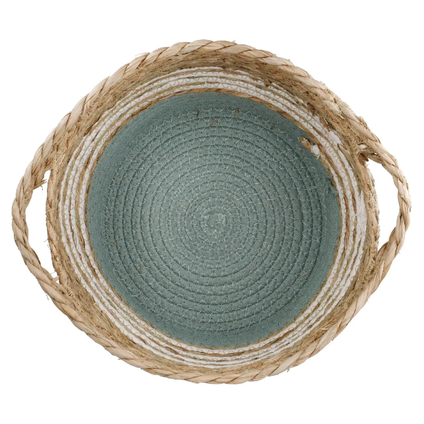 Korb Streifen Mit Henkel, Grün/weiß, 34 X 26 Cm