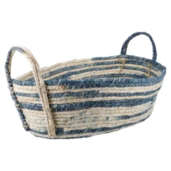 Korb Streifen, Oval, Blau/natur, 38 Cm