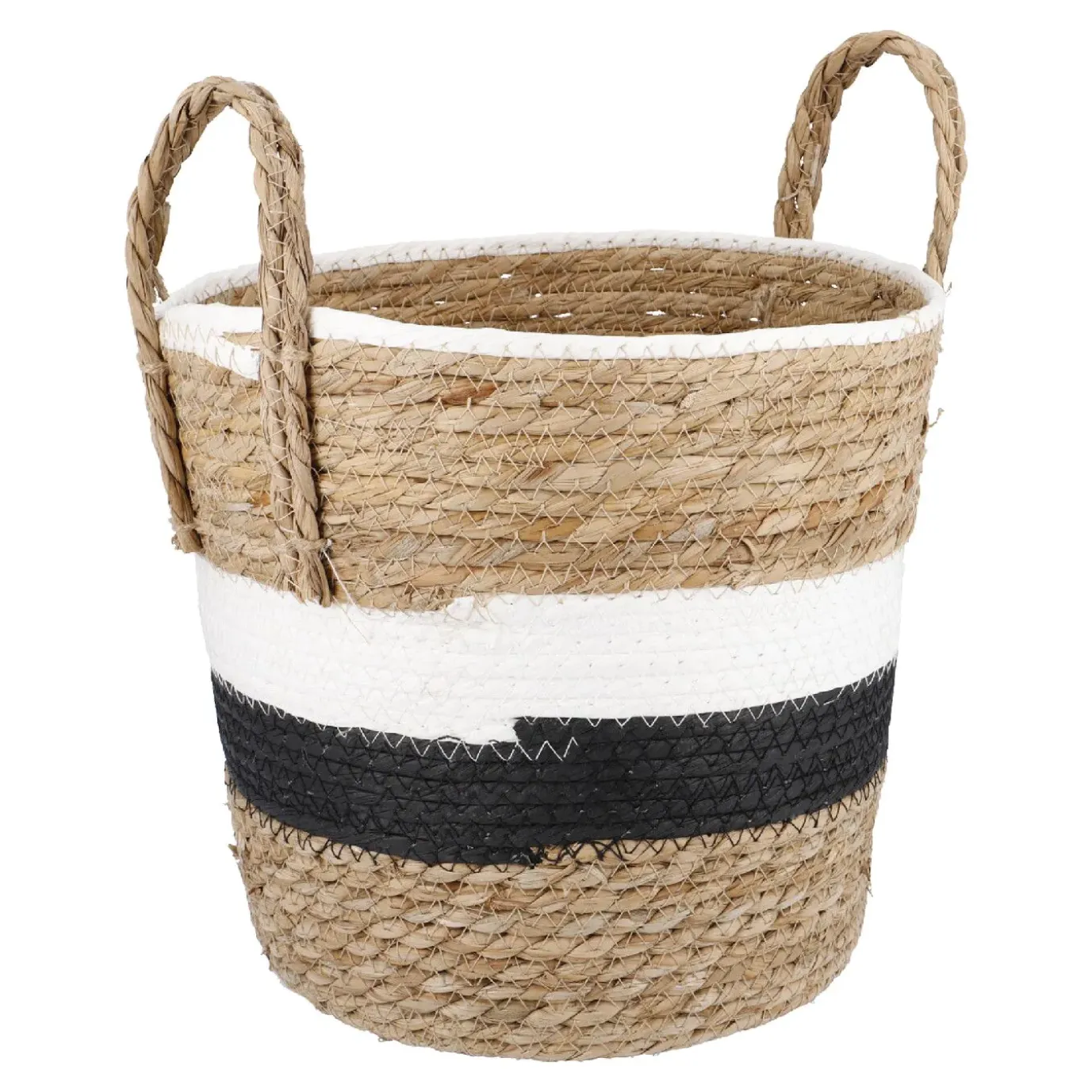 Korb Wasserhyazinthe, Schwarz/weiß/natur, 26 X 26 Cm