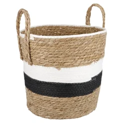 Korb Wasserhyazinthe, Schwarz/weiß/natur, 30 X 29 Cm