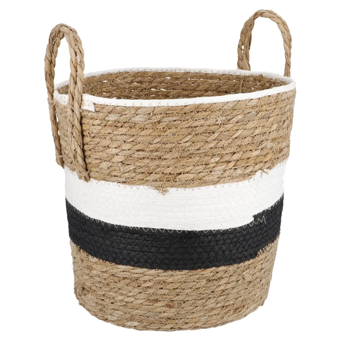 Korb Wasserhyazinthe, Schwarz/weiß/natur, 30 X 29 Cm