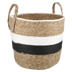 Korb Wasserhyazinthe, Schwarz/weiß/natur, 34 X 33 Cm