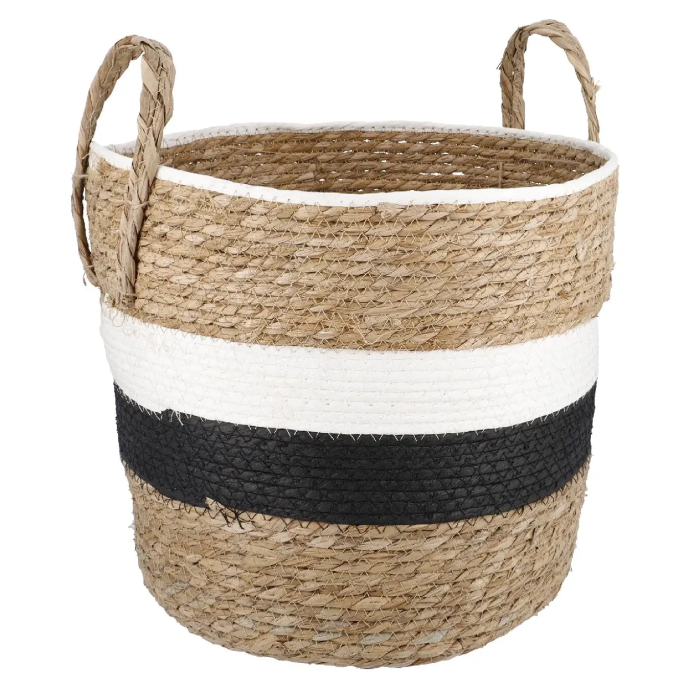 Korb Wasserhyazinthe, Schwarz/weiß/natur, 34 X 33 Cm